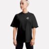 Black oversized streetwear t-shirt with small KK logo chest print