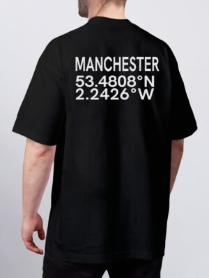 Manchester coordinates t-shirt oversized streetwear UK back print
