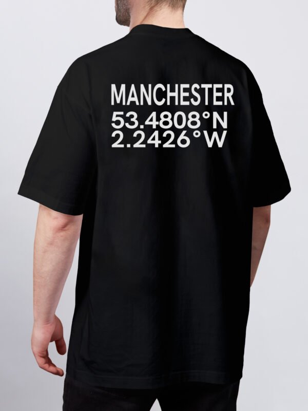 Manchester coordinates t-shirt oversized streetwear UK back print