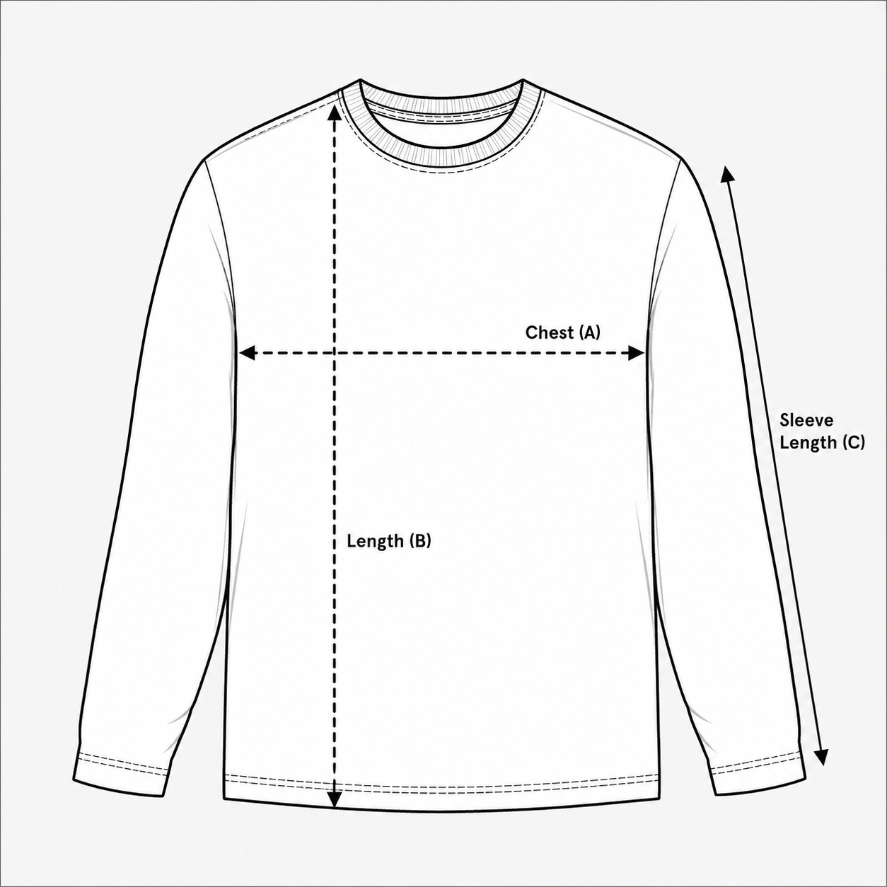 size guide long sleeve T-shirt 3